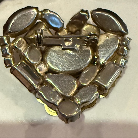 Vintage Multicolor Gemstone Heart Brooch - Picture 3 of 6